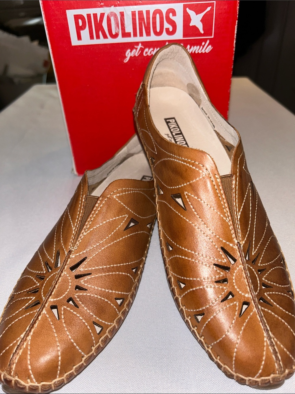 PIKOLINOS Brandy Brown Jerez Slip-On Moccasin Loafers sz 38 or 7 NIB